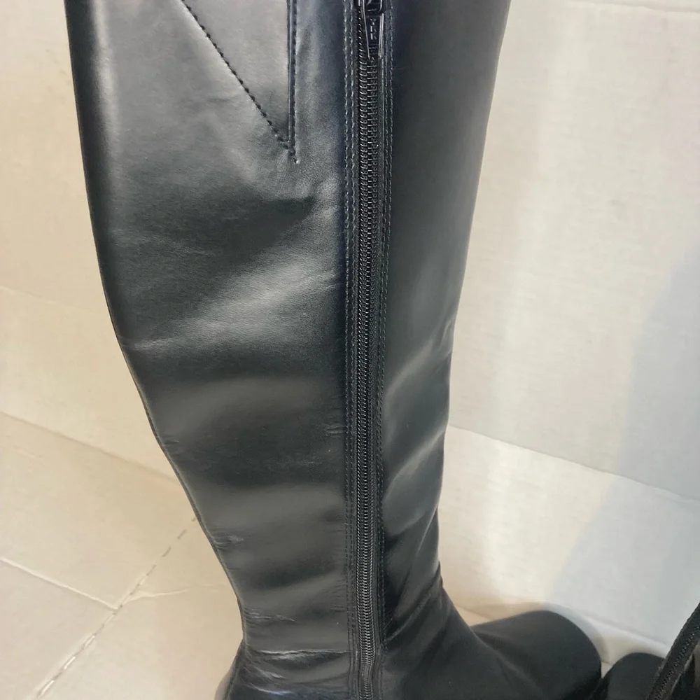 Calico Women Black Leather Knee-High Boots